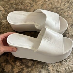 SCHUTZ White Platform Slides